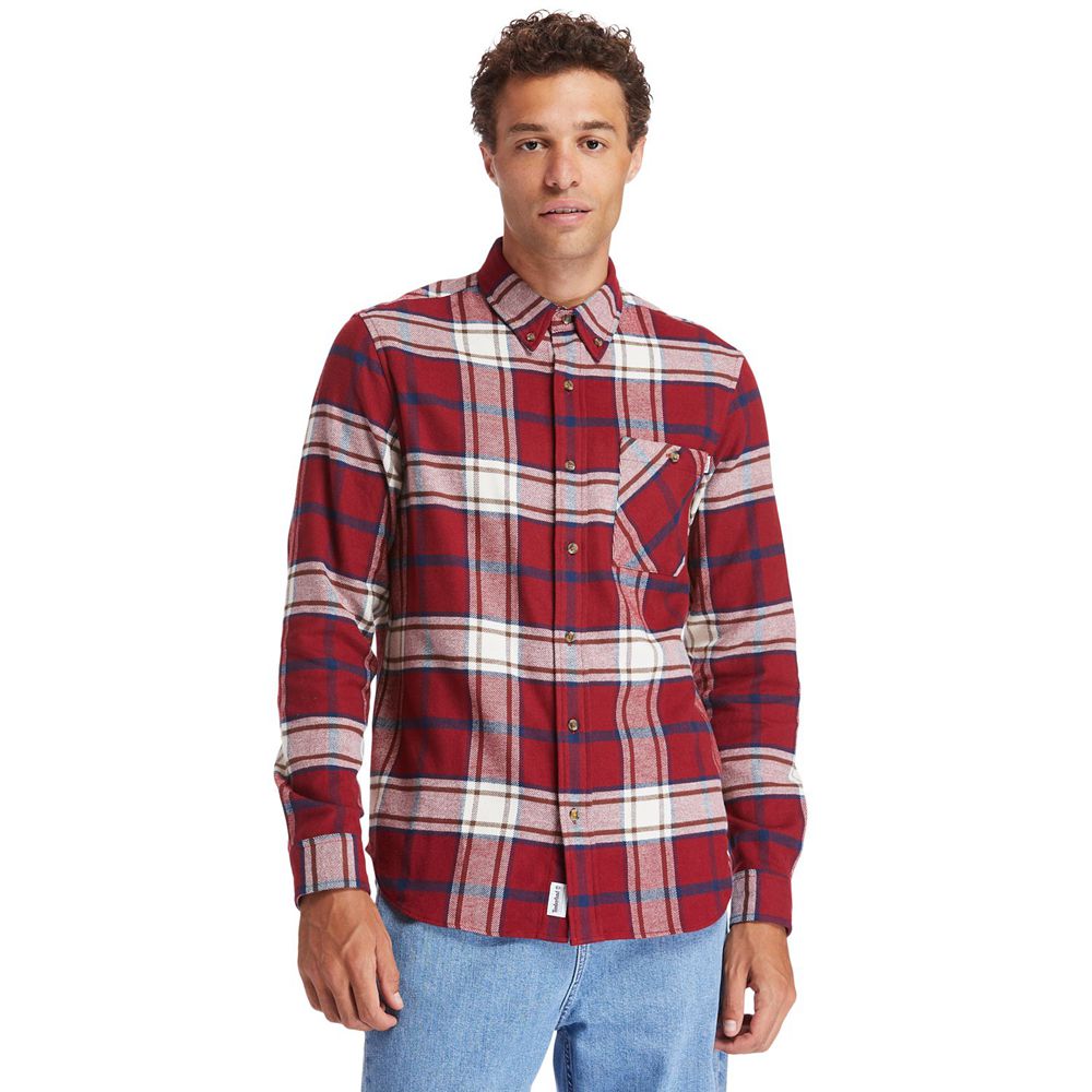 Camisa Timberland Hombre Back River Heavy Flannel Check Rojas/Blancas - Chile ZNX-198403